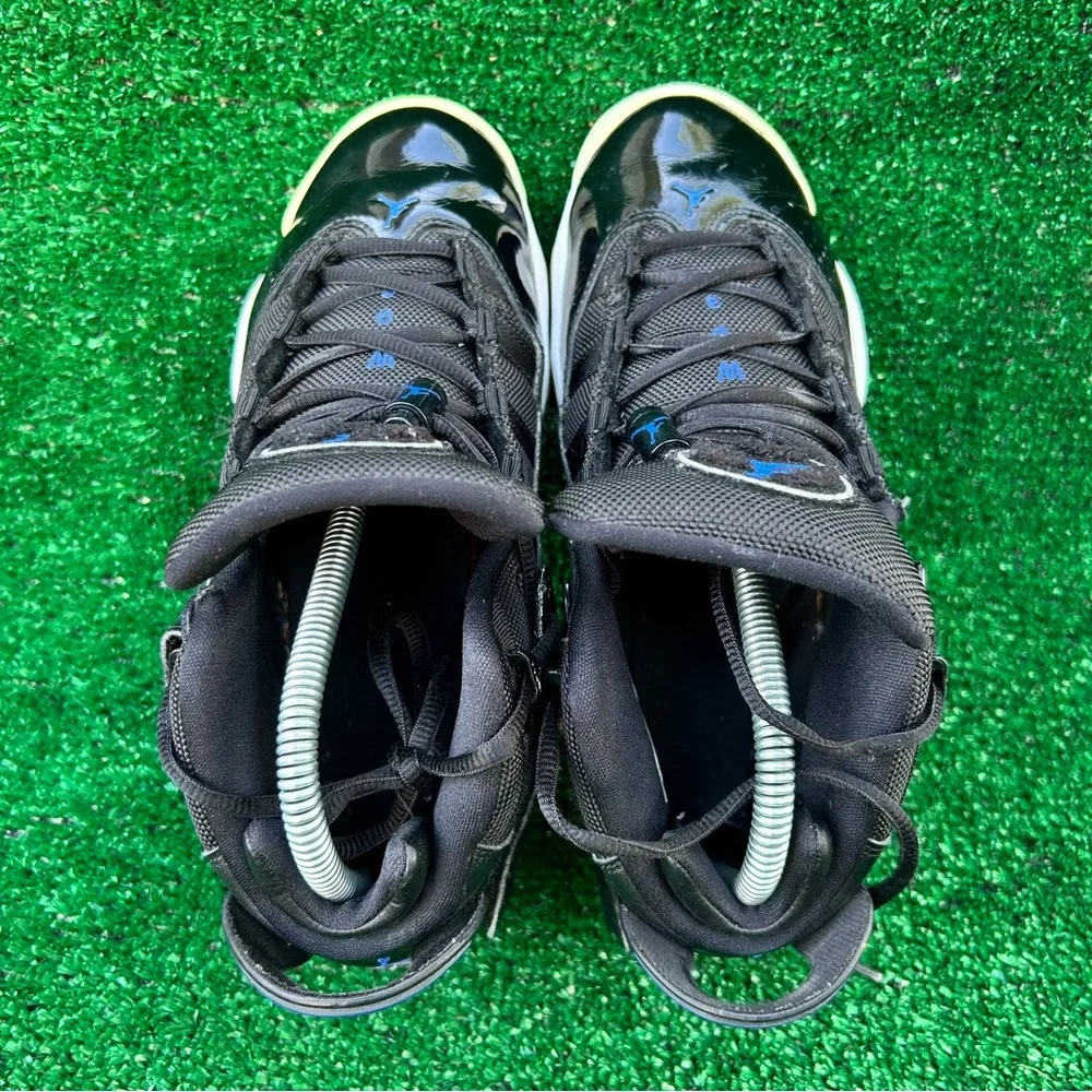 Jordan 6 Rings Space Jam‎ Black White Blue Patent Leather Sneakers 322992-016